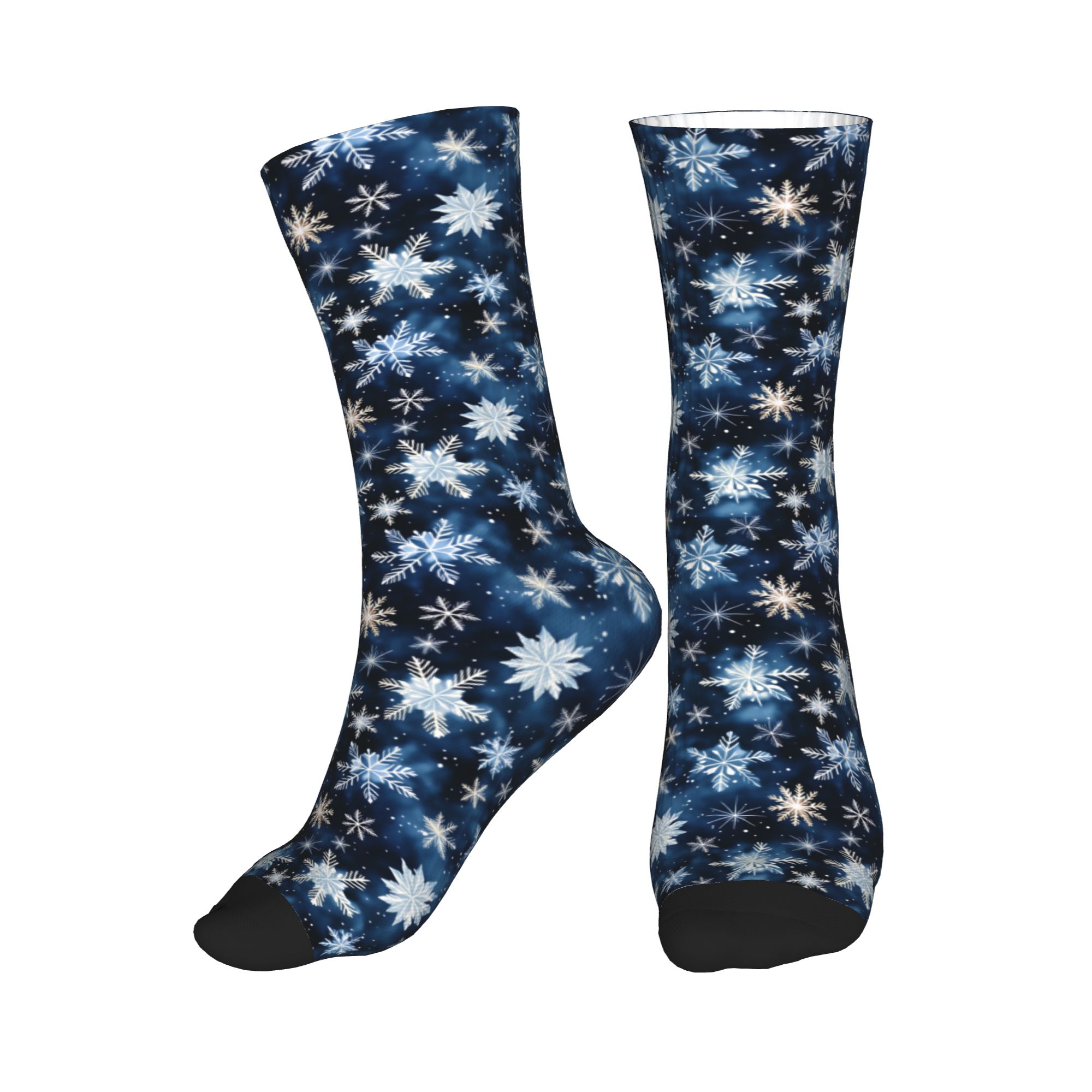 Dress Sock Men - Marineblauwe sneeuwvlokpatroon herensokken unisex leuke 3D-print