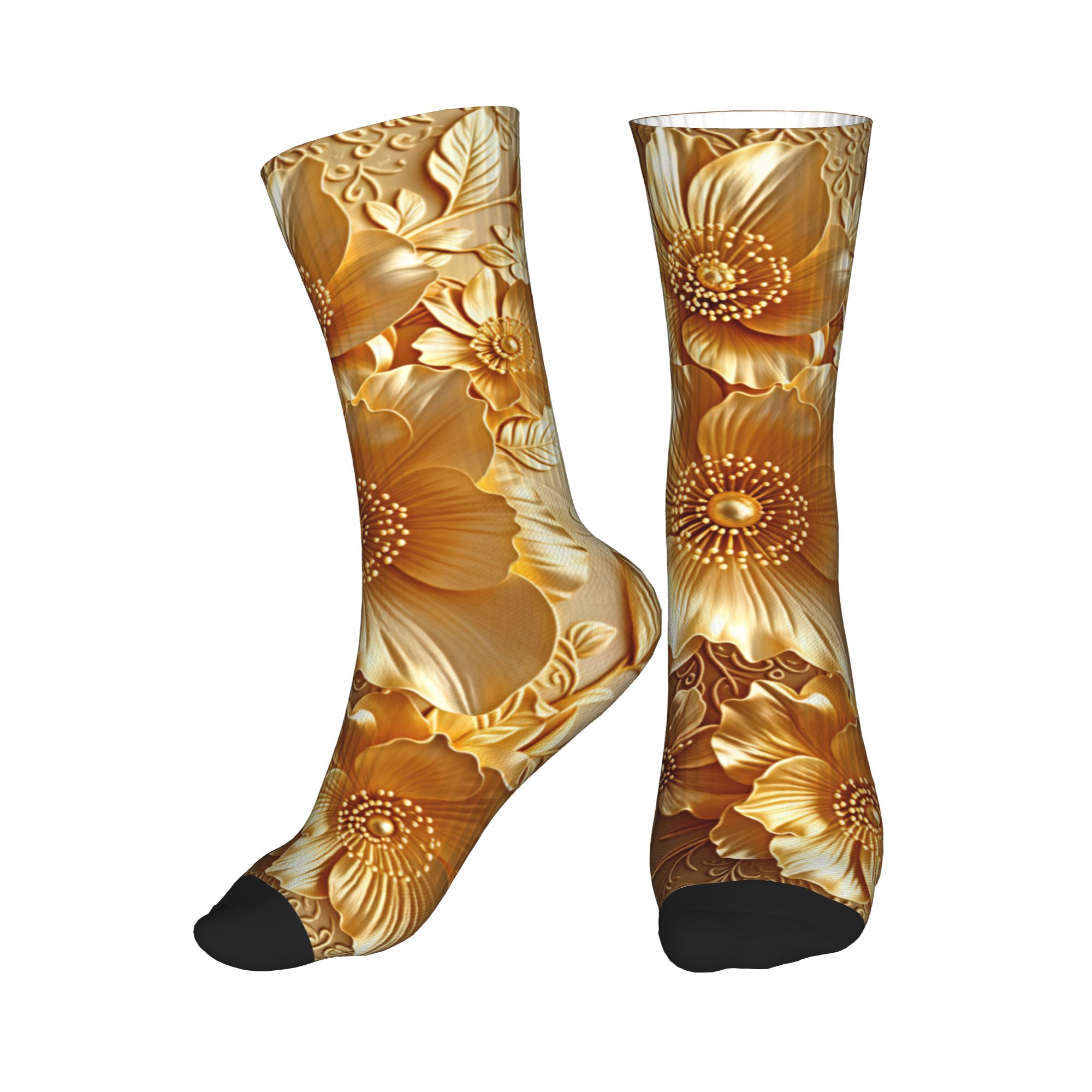 3D reliëf gouden bloemen naadl - Dress Sock Men recensie en prijs